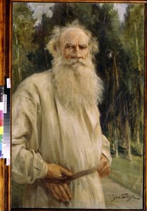 Porträtt av Leon Tolstoy (1828-1910), rysk författare (Porträtt av författaren Leo N. Tolstoy). Målning av Jan Styka (1858-1925)