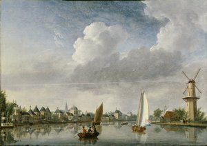 Spaarnefloden vid Haarlem, 1750. av Jan Ten Compe