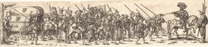 Soldaternas tro, framför en officer till häst av Jan Theodor de Bry