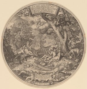 Den gyllene åldern av Jan Theodor de Bry after Abraham Bloemaert after Nicolaes
