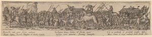 Armétåg och död av Jan Theodor de Bry after Erhard Schön