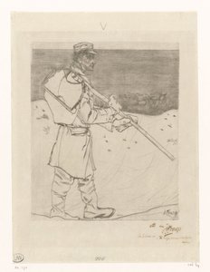 Skalfiskare med nät på stranden vid Katwijk aan Zee Skalfiskaren (originaltitel) av Jan Toorop (signed by artist)