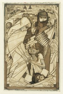 Relief under översvämningen 1926, symboliskt presenterad av Jan Toorop