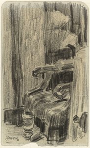 Fåtölj delvis täckt av gardin av Jan Toorop