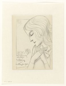 Ung flicka i meditation som håller ett kors av Jan Toorop