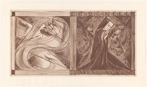 Omslag till Twists med en nunna med blommor och två spöken, en med en mask i handen av Jan Toorop