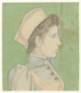 Porträtt av sjuksköterskan Nelly Porträtt av Nelly Goudkade av Jan Toorop