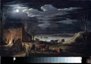 Vinter (vinter). Målning av Jan II van de Velde (1593-1641). Olja på trä, 30 x 44,5 cm. Flamländsk konst, barockkonst. Eremitagemuseet, Sankt Petersburg. av Jan Van de II Velde
