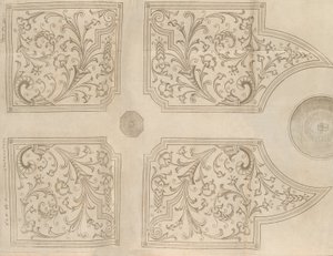 Design för en fontän och fyra fyrkantiga parterrer för en nöjesträdgård, 1651 av Jan Van de Velde