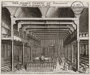 Interiör av den portugisiska synagogan i Amsterdam av Jan Veenhuysen