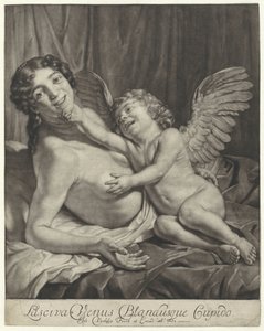 Venus en Amor Lustful Venus och Gentle Cupid (titel på objekt) av Jan Verkolje (I)