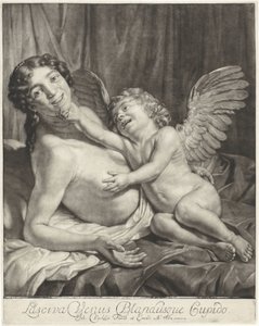 Venus en Amor Lustful Venus och Gentle Cupid (titel på objekt) av Jan Verkolje (I)
