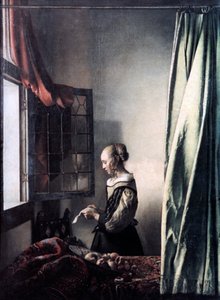 Flicka som läser ett brev vid ett öppet fönster, c1657 av Jan Vermeer van Delft