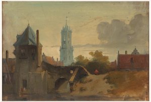 Utsikt över Delft av Jan Weissenbruch