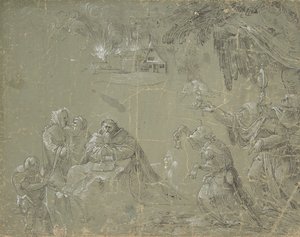 Temptation of St. Anthony recto, Fantastic Landscape verso, ca. 1520. av Jan Wellens de Cock.
