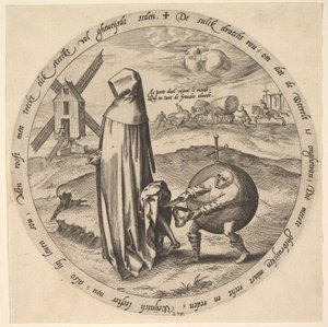 Misantropen rånad av världen, från tolv flamländska ordspråk, ca. 1568.