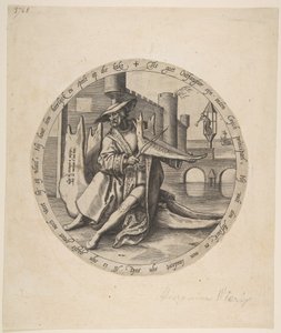 Den rike mannen spelar fiol på ett käkben, ca. 1568.