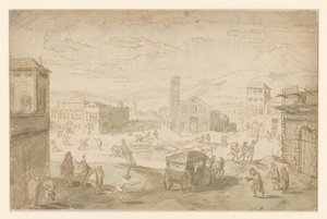 Februari månad: Fastelavnsscen på ett italienskt torg