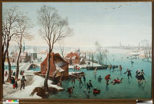 December, skridskoåkare på en sjö gele (december, skridskoåkare på en issjö) Målning av Jan Wildens (1586-1653)