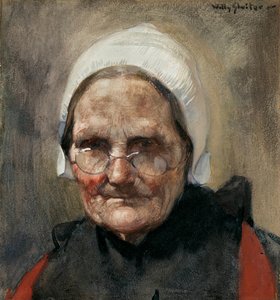 Katwijkse Visvrouw, eller Fishwife of Katwijk (akvarell, gouache och penna på papper) av Jan Willem Sluiter
