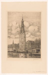 Montelbaanstoren (titel på objekt) av Jan Willem Lindeman (signed by artist)