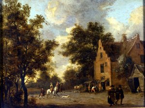 Landskap och verkstad av marskalk Ferrand. Målning av Jan Wynants (1630 - 1684). Milano, Museo del Castello