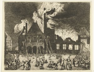 Branden i det gamla stadshuset i Amsterdam, 1652 Skildring av den gamla Stadthuys som brann till Amsterdam den 7 juli 1652