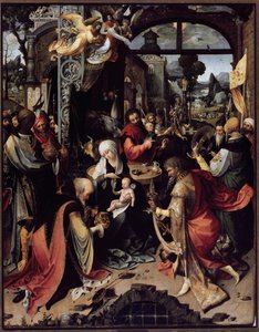 Magiernas tillbedjan (Central panel) (olja på panel, cirka 1520)