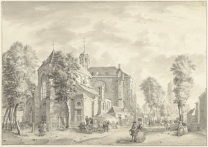 Pieterskerk i Utrecht med Dom i bakgrunden av Jan de Beijer