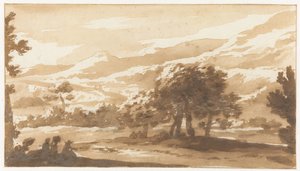 Bergigt landskap i Italien av Jan de Bisschop
