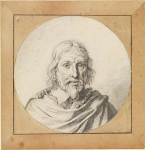 Bröstbild av en gammal man framifrån (i rundel) av Jan de Bray