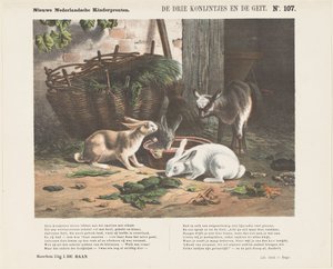 De tre kaninerna och geten (titel på objektet) Nya holländska barntryck (serietitel på objekt)
