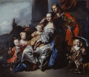Porträtt av en holländsk familj av Jan or Joan van Noordt