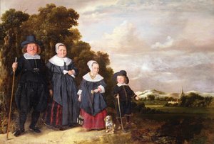 Gruppporträtt av en familj (olja på panel) av Jan or Johannes Hals