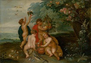 Allegory of the Four Elements, c.1610 (olja på trä) av Jan the Elder Brueghel