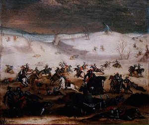 Slagscen av Jan the Elder Brueghel
