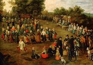 Folkdans inför ärkehertigarna ... (målning på duk) av Jan the Elder Brueghel