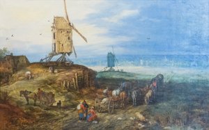 Landskap med väderkvarnar av Jan the Elder Brueghel