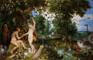 Edens lustgård med människans fall, ca. 1615. av Jan the Elder Brueghel