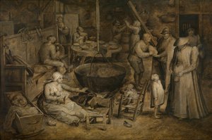 Besök hos bönderna (olja på panel) av Jan the Elder Brueghel