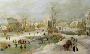 Vinterscen i Holland av Jan the Elder Brueghel