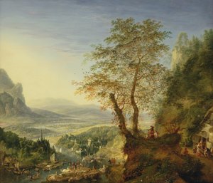 A capriccio flodlandskap, ca 1700 (olja på koppar)