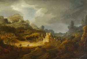 Fantastiskt landskap, cirka 1643-1645 (olja på vaggad panel) av Jan the Elder Lievens