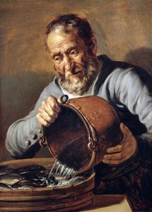 Water and Old Age: Fishmonger with Bucket and Tub of Fish, 1623-5 