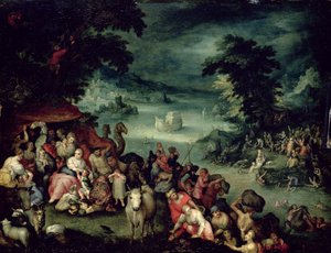 The Great Flood (oil on copper) av Jan the Elder copy Brueghel
