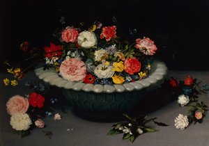 Blomsterstilleben (olja på panel) av Jan the Younger Brueghel