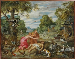 Abels död, från berättelsen om Adam och Eva av Jan Brueghel the Younger