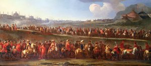 En turkisk karavan utanför Konstantinopel (olja på duk) av Jan van (attr. to) Huchtenburgh