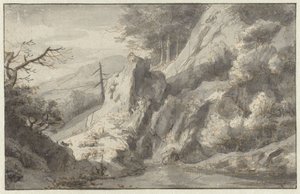 Bergslandskap med dött barrträd av Jan van Aken