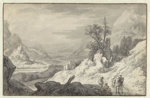 Bergslandskap med en floddal av Jan van Aken